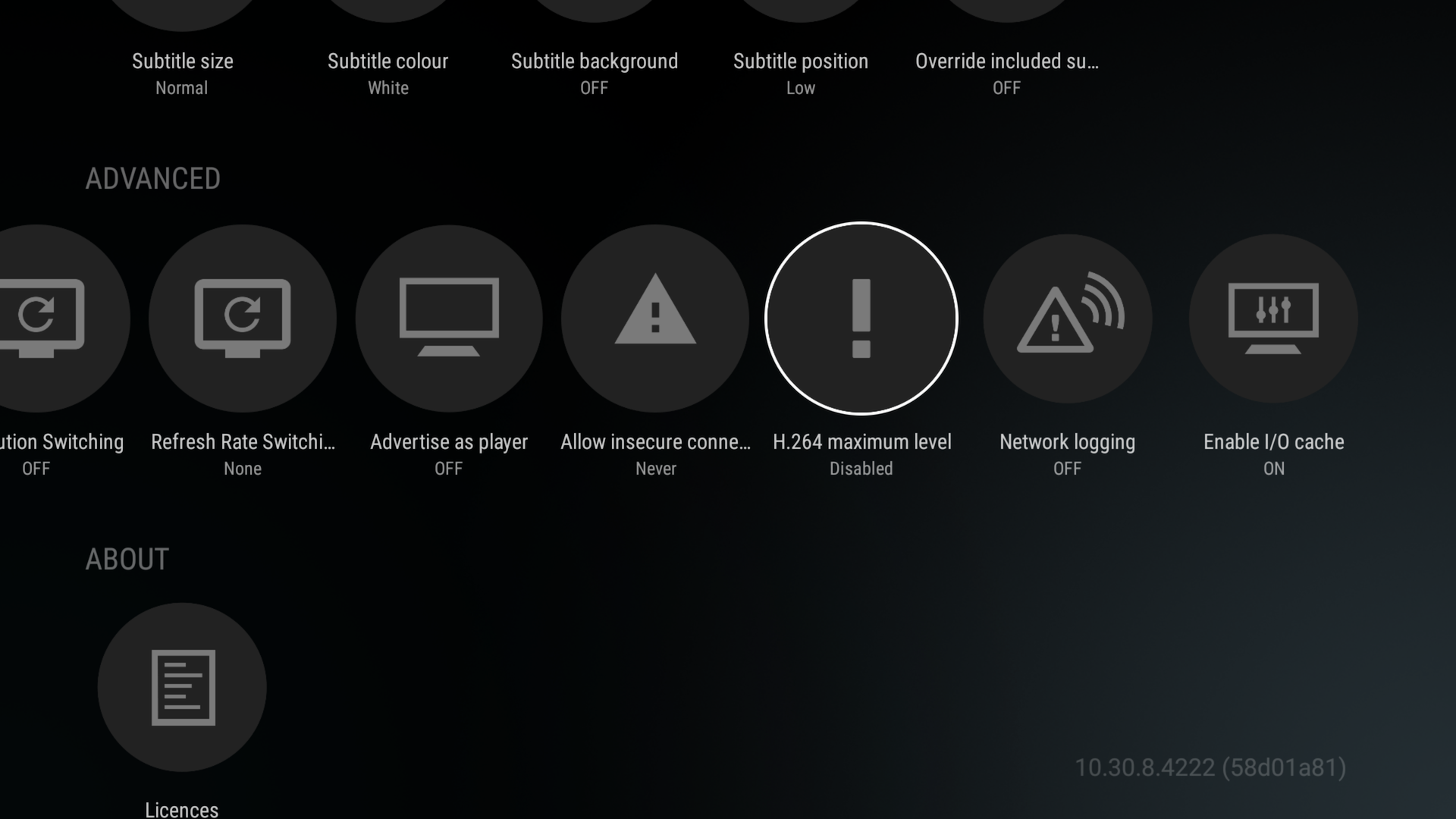 Advanced Settings: H.264 max level